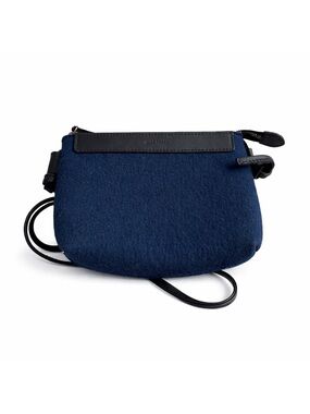 Graf Lantz Crossbody wool and leather navy blue bag zipper small